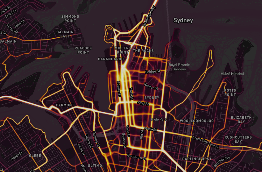 Strava Heatmap - City of Sydney