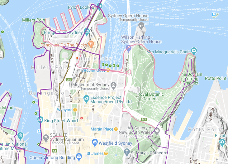 BikeTrail's routes map overlaid on Google Maps