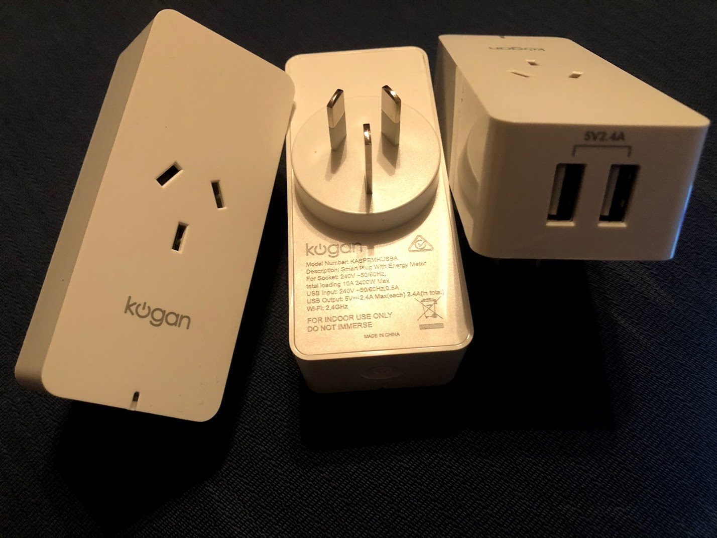 Three smart plugs. There are two USB-A chargers on the bottom.