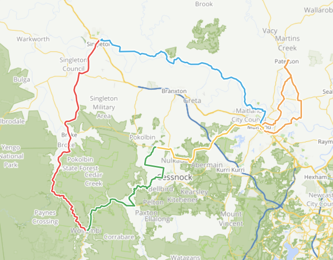 Route Map. Maitland - Paterson - Maitland - Singleton - Wollombi - Pokolbin - Maitland.