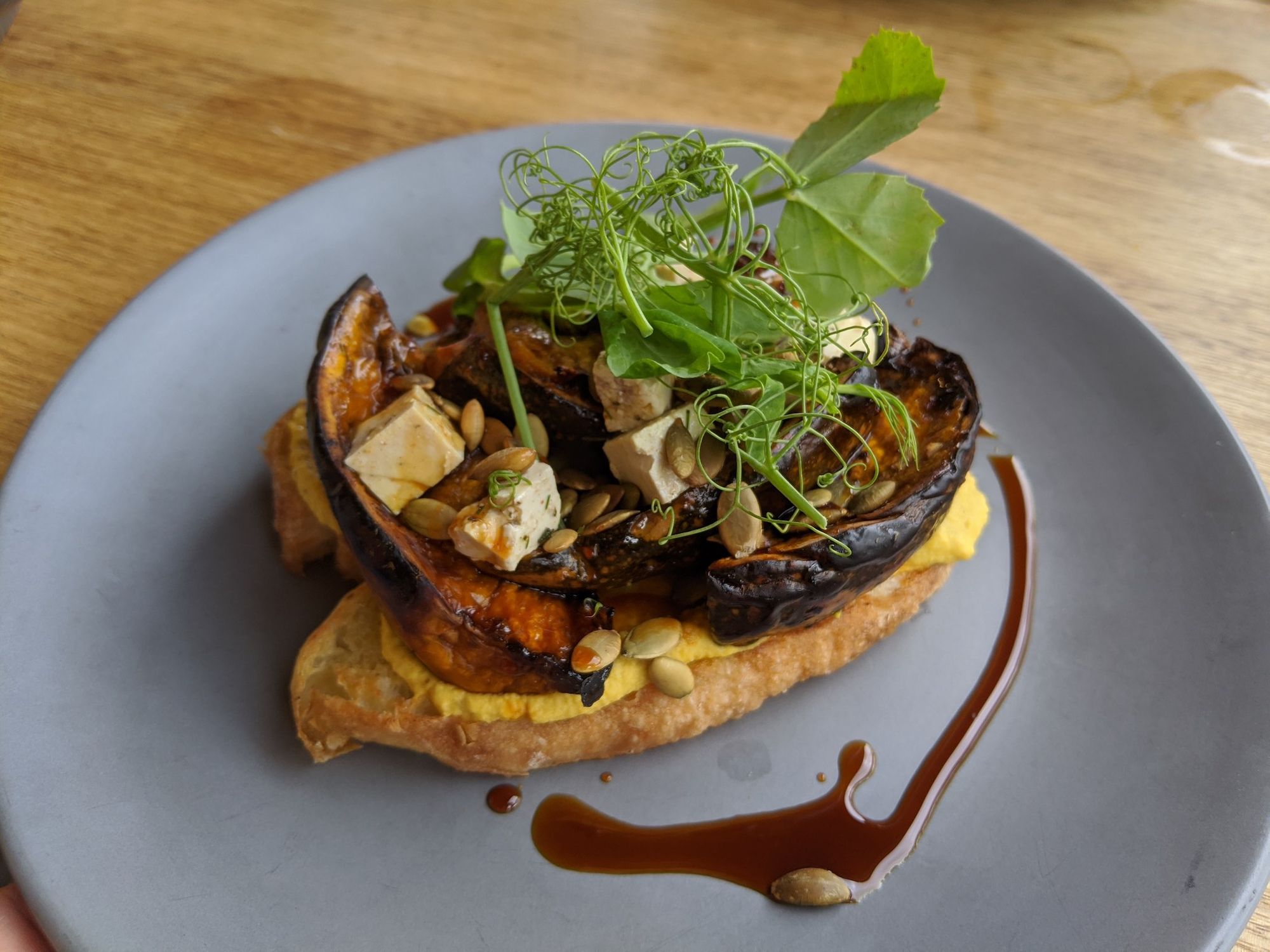 Pumpkin Tofu on bread.